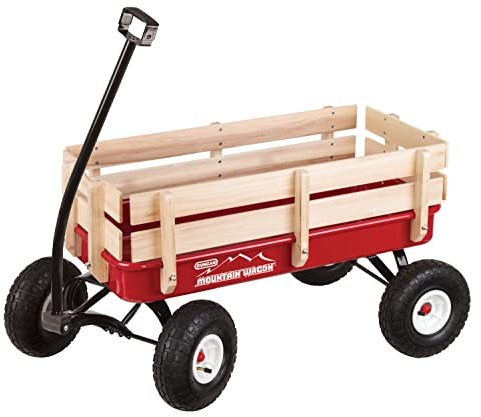 Duncan Mountain Wagon - Pull-Along Wagon for Kids with Wooden Panels, All Terrain Tires, Wide Grip Handle, Wide Wheel Base