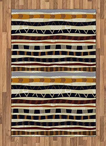 ABAKUHAUS Stammes Teppich, Ethnische afrikanischen Trippy, Teppich mit einseitiger Klaren Digitalen Druck Wohnungsdekoration, 120 x 180 cm, Multicolor