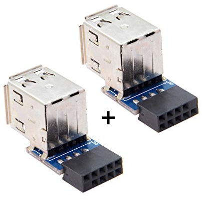 xiwai 2 adaptadores de placa base hembra de 9 pines/10 pines a doble USB 2.0 hembra, tipo vertical