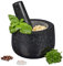 Relaxdays Granit Mörser mit Stößel, robust & langlebig, Gewürze, Kräuter, polierter Steinmörser, Ø 12 cm, 300ml, schwarz
