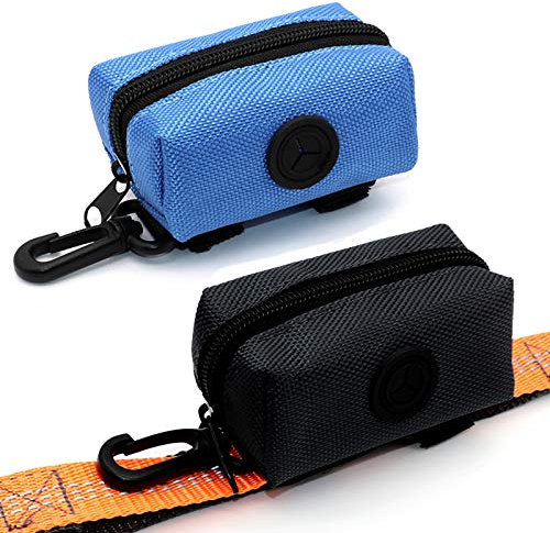SLSON 2 Stück Hundekotbeutel,Pet Waste Rubbish Poop Bag Halter für Leine,Universal Dog Bag Poop Dispenser mit Reißverschluss (Schwarz und Blau)
