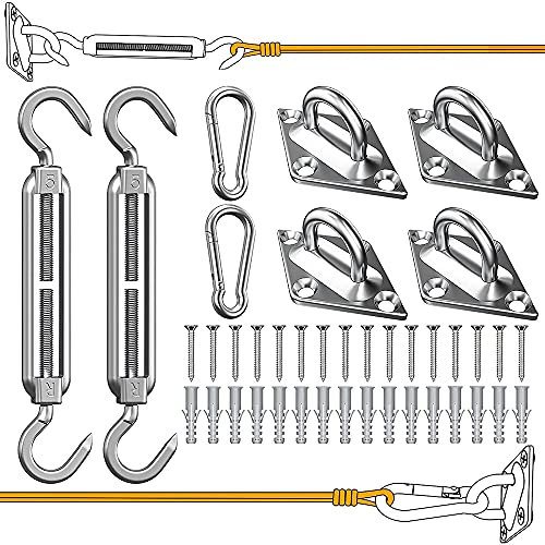 40 Piezas Juego de Accesorios para Toldos, Kit de Fijación para Toldo, Kit de Montaje para Toldo, Acero Inoxidable Kit de Fijación de Vela de Sombra con Tornillos para Jardín, Marquesina, Cubierta
