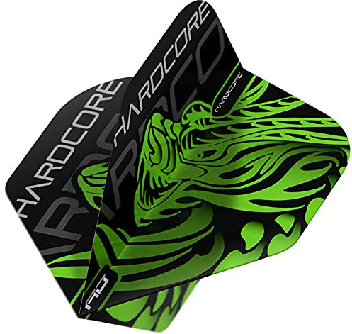 RED DRAGON Jonny Clayton Green Dragon Hardcore Standard Dart Flights 3 Sets Per Pack (9 Dart Flights in total)