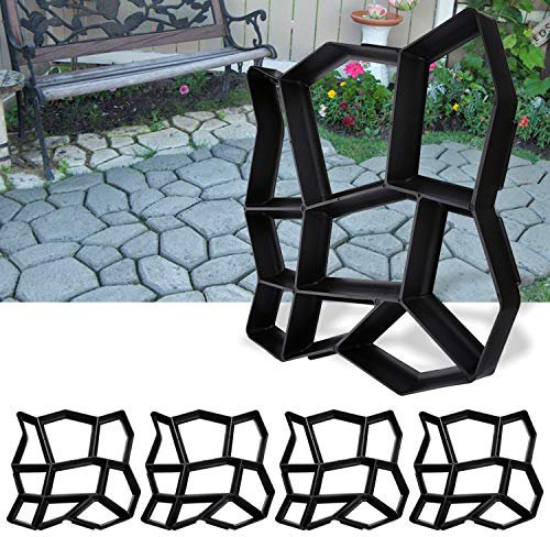 EINFEBEN 5 Stück Gehweg Form, Pflasterform DIY, Schalungsform Betonformen 43x43x4cm, 9 Kammer Unregelmäßig Form für Trittsteinen Garten Rasenbahnen