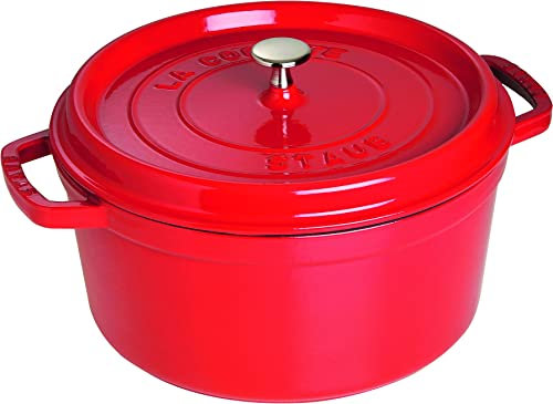 Staub 40509-840 Pico Cocotte Runde Kirsche 26 cm, groß, doppelhändig, gegossener emaillierter Topf, induktionsgeeignet, japanisches autorisiertes Produkt