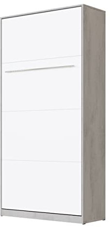 SMARTBett Schrankbett Standard 90x200 120x200 140x200 160x200 Bettschrank Wandbett Beton/Weiss 90 Vertikal
