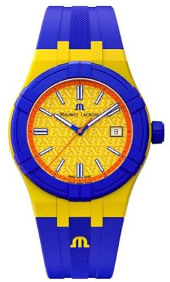 Maurice Lacroix Herrenuhr AI2008-68YZ8-800-0 Aikon Tide Special Edition FIBA Gelb und Blau, gelb