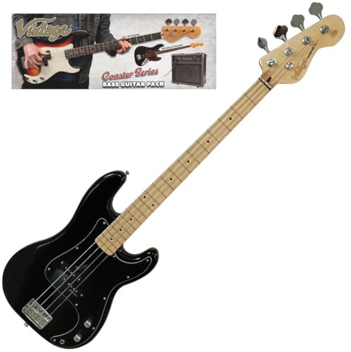 Vintage V40 Coaster Series Bass Guitar Pack ~ Boulevard Black