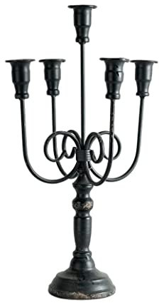 Tigrun Candelabra Candle Holder Candlestick Candle Stand Wrought Iron Five-headed Candlestick Retro Romantic Candlelight Wedding Props Home Desktop Candle Holder Centrepiece (blue : Black)