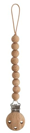 mushie 100% Silicone Baby Pacifier Clip BPA Free | Hera (Faux Wood)