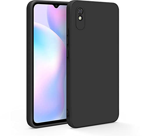 AK Kompatibel mit Xiaomi Redmi 9A Hülle/Xiaomi Redmi 9AT Hülle, Silikon Handyhülle mit Microfiber Stoßfeste Schutzhülle Hülle für Xiaomi Redmi 9A/Redmi 9AT (Schwarz)
