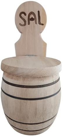 OFERTA SALERO DE MADERA REDONDO ARTESANAL de 10CM. Envío gratis. Artesanos de España. Utensilio para la cocina.
