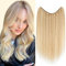 TESS 40 cm Flip In Extension Echthaar Balayage, Haarverlängerung Mit Gummiband Echthaar #18/613 Hellgoldblond/Blond Echthaar Extensions Mit Gummiband 90g Unsichtbarem Draht Dicker Schuß