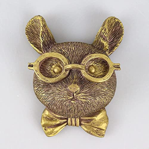 Gresonic 3D Mouse Head Wall Mount Sculpture, Animal Heads Wall Art, Small Metal Bronzed Resin Decoration, Waterproof