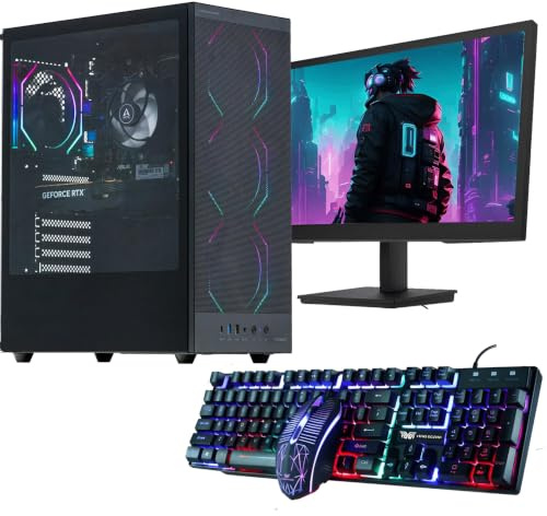 Veno Scorp Gaming PC Bundle 24 Monitor AMD Ryzen 7 5700X 3.4GHZ NVIDIA RTX 5060 8GB 16GB 3200MHZ Ram 1TB NVME SSD 750W 80+ PSU WINDOWS 11 - WiFi - Titan - Liquid Cooling