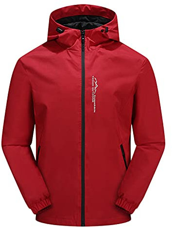 Regenjacke für Herren Wasserdicht dünne Outdoor Jacke Fahrrad Rain Windbreaker Windjacke Camping Outdoor Zusammenrollbare Wasserdichte Regenjacke Rot M