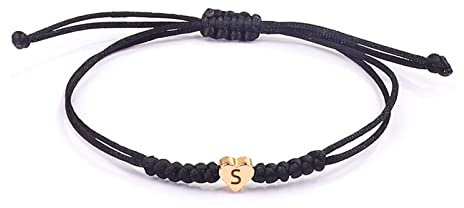 GLLBTPT Initial Bracelets Herzen Initiale Handgemachte Verstellbare Seil Armband, personalisierte Kommunion Geburtstag Geschenk für Frauen (S)