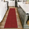 HomebyHome Kurzflor Teppich Läufer Flur 80 x 150 cm Rot - Waschbarer Teppich für Schlafzimmer, Wohnzimmer und Ideal als Küchenteppich - Flauschiger Teppich Extra Weich, Einfarbig, rutschfest, Klein