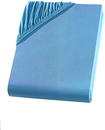 Visaggio Mikrofaser Spannbettlaken 140-160 x 200 cm Türkis Microfaser Polyester Spannbetttuch Bettlaken