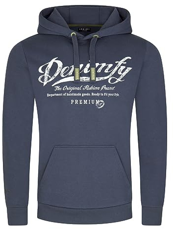 DENIMFY Hoodie Herren Regular Fit DFArno Kapuzenpullover Pullover Print | Beige Grün Blau Navy Schwarz Grau S M L XL XXL 3XL 4XL 5XL