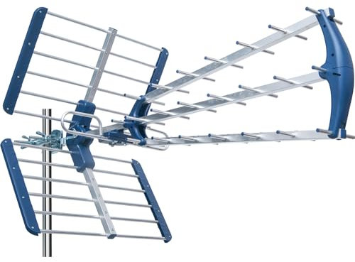 EDISION TALOS 15db Antenne Trinappe extérieure UHF 21-48 Terrestre, Filtre 5G LTE intégré, Réception TNT, Permet de recevoir Les signaux DVB-T/T2, Fréquences 470-694Mhz, Longueur 96cm, LTE700, Bleu