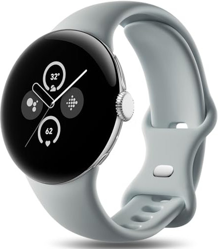 Easuny Cinturini Compatibile con Google Pixel Watch 2 Cinturino/Google Pixel Watch Cinturino, Morbido Silicone Sport Cinturino per Google Pixel Watch/Pixel Watch 2 per Donne Uomini, Grande Grigio