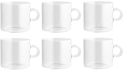 H&H Nuvola Set 6 Tazze Colazione in Borosilicato, Senza Piattino, 450cc