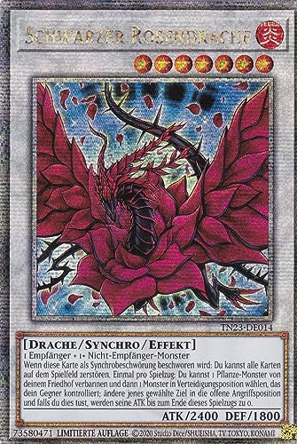 TN23-DE014 - Schwarzer Rosendrache - Quarter Century Secret Rare - Deutsch - Limitierte Auflage - 25th Anniversary Tin: Dueling Heroes Einzelkarten - mit LMS Trading Fieldcenter-Karte