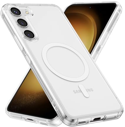 RALEAVO Hülle für Samsung Galaxy S23 Magnetische Stoßfest Hülle, Klar | Für Samsung Galaxy S23 Kompatibel mit MagSafe Handyhülle, Kristallklare Stoßfest Militär-Grade Schutz Bumper Case