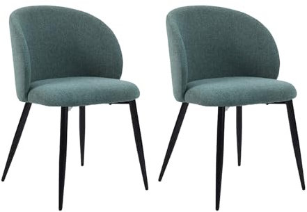 Rebecca Mobili Conjunto de 2 Sillas de Cocina, Sillones para Sala de Estar, Tela de Polilino Metal, Verde Agua, Ergonómicas, Elegantes - Medidas AxAnxFon: 81 x 54 x 56 cm - Art. RE6916
