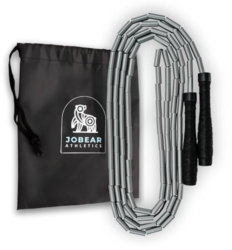 JOBEAR Athletics Springseil mit Perlen für funktionelle Fitness-Athleten – Griffband-Griffe – verhedderungsfrei – verstellbar – Springseil für Erwachsene, Jugendliche und Kinder (Anthrazit)