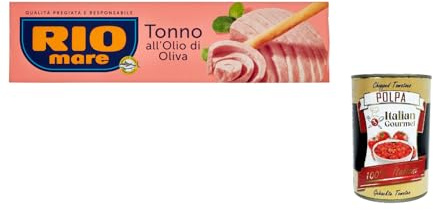 Italian Gourmet Tonno all'Olio di Oliva, Gelbflossen-Thunfisch 24 x 80g | Filetti compatti e gusto mediterraneo; praktisch für Salate, Sandwiches, Gesamtnettogewicht 1,92 kg + Kostenlos Polpa 400g
