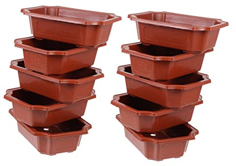 BESPORTBLE 10piezas Maceta Bonsai Rectangular De Plástico para Jardín y Decoración Diseño Vintage y Ligero Contenedor De Plantas para Bonsáis y Suculentas