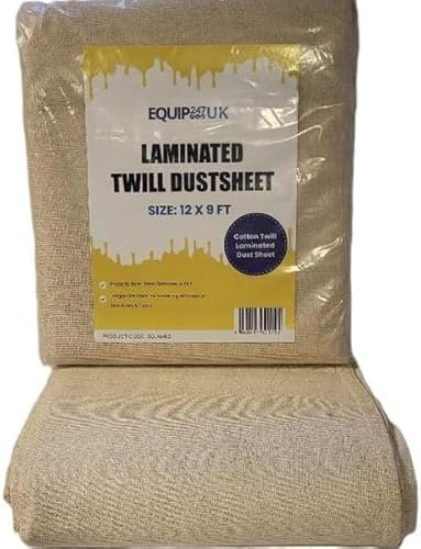 Feuilles de poussière en coton pour peinture et décoration | Feuilles de peinture | Tissu de chute | Feuilles de protection pour meubles | Lavable et réutilisable (coton laminé, 3,5 m x 2,6 m) (2)