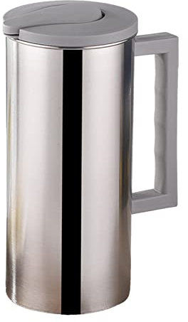 Qianly Jarra de Acero Inoxidable de 1, y Tapa, Jarra de Agua, hervidor de Agua fría, Jarra de Leche para cafetería Restaurante Hotel, Gris