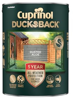 Cuprinol Ducksback 5 Year Waterproof for Sheds & Fences Dusted Aloe 5 Litre