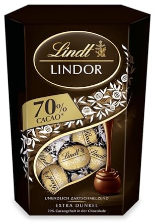 Lindt Schokolade | LINDOR Kugeln 70%, 500g Cornet, Geschenk | ca. 40 Kugeln, Dunkle Schokolade, 70% Kakao, zum Teilen & Verschenken, zartschmelzend, Genussmomente, Premiumschokolade