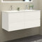 HAPAOSO Meuble de Salle de Bain Double Vasque 120 cm + Casier Couleur Blanc（Quatre tiroirs）