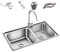 Fregadero INOX con Escurridor 304 Fregaderos Integrales, Gran Fregadero sobre Encimera con Escurridor y Dispensador de Jabón, Incluyendo Sifón, Rebosadero(Color:B,Size:77 * 41)