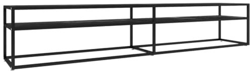 vidaXL TV Schrank Lowboard TV Möbel Tisch Board Sideboard Fernsehtisch Fernsehschrank HiFi-Schrank Schwarz Marmor-Optik 220x40x40,5cm Hartglas
