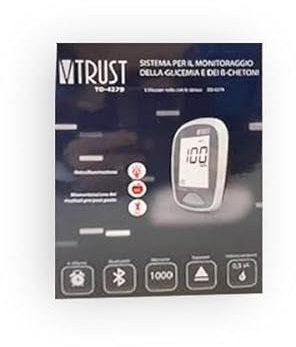 VTRUST TD4279 STRUMENTO PER MISURAZIONE GLICEMIA VTRUST TD4279 PGV CON | 25 LANCETTE | 25 STRISCE REATTIVE