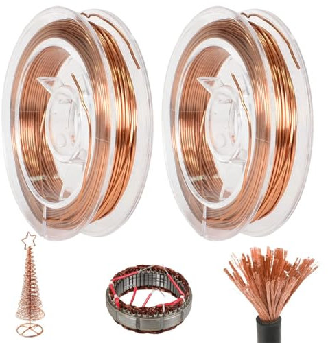 FMYODWU Bobina de 2 volúmenes de 10 m de alambre de cobre esmaltado de 1 mm de grosor, alambre de latón aislado para electroimanes, bobinado de motores, imanes, bobinado de bobinas y transformadores