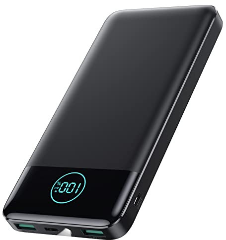 AXNEB Power Bank 13800 mAh, Ultra Thin Power Bank PD USB C Input & Output 3.0 A External Battery with Torch, Power Bank LED Display Battery Pack Compatible with iPhone 14 Pro 13 12 Samsung Huawei iPad