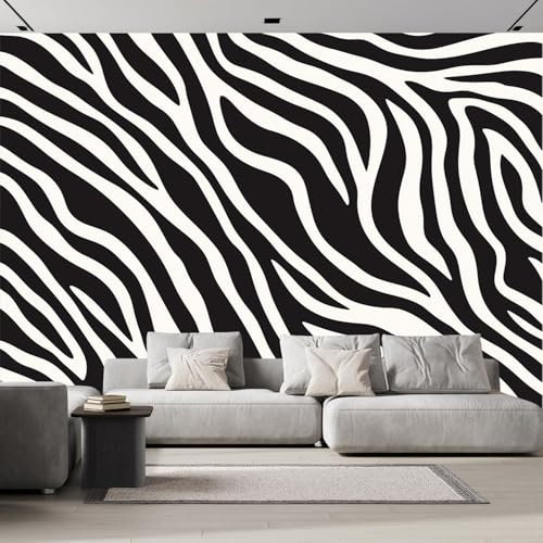 Fototapete 3d Effekt Schwarz-Weißes Zebramuster 150×105cm Design Tapete Fototapeten, Tier Seidenstoff Tapeten Wandtapete moderne Wand Schlafzimmer Wohnzimmer