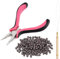 Vlasy Hair Extensions Pliers Kit with 3 Holes Hair Extension Pliers, Loop Needle Threader and 100Pcs 3.0mm Silicone Lined Nano Rings Beads for Hair Extensions or Hair Tinsel(Brown)