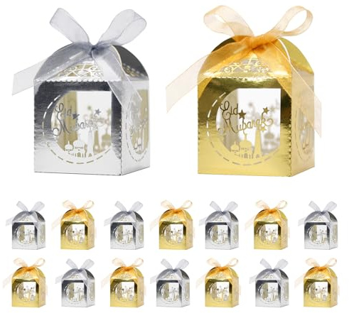 Durdiiy Eid Mubarak Geschenkboxen, 30 Stück Ramadan Geschenktüten, Eid Mubarak Candy Boxes,DIY Ramadan Boxen für Süßigkeiten,Kekse,Schokolade Ramadan Party Geschenkkartons (B)