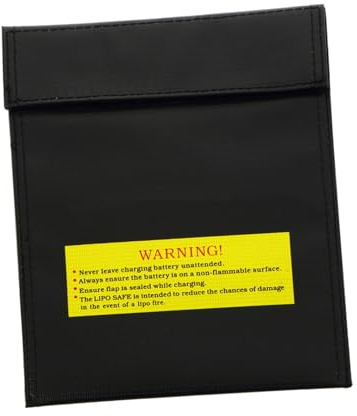 Feuerfester Lipo Sicherheitsbeutel 23x30cm aus Schutzfaser | Schwarz, für Lipo Batterien Zuhause der Werkstatt, Schutzbeutel mit Explosionsgeschützter Funktion