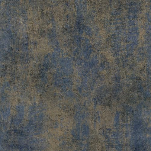 Erismann Vliestapete Elle Putzoptik Patina Effekt Blau Gold Metallic 10438-08