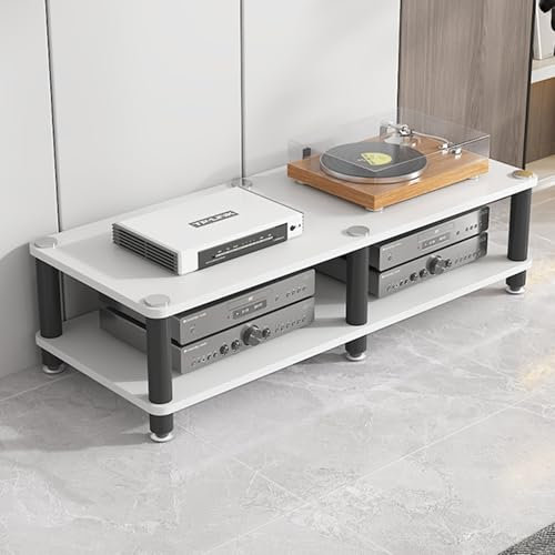 WJFTODAY Moderno Soporte para TV de 47 con 4 Niveles de Almacenamiento, Mueble de centrodio, gabinete para componentes estéreo, Consola de Videojuegos y Cine en casa, en Blanco (30 cm/11,8 Pulgadas)
