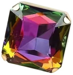 Bague géométrique exagérée pour femme - Pour anniversaire de mariage - Grand rectangle - Réglable et confortable - 42 g - Cristal coupe princesse - Faux diamant - Cadeau, Métal, Aucune pierre